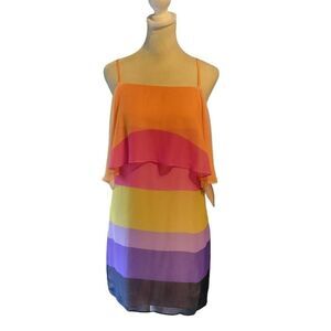 Trina Turk Women's Butterfly Golden Gate Stripe Cold Shoulder Dress Size 4